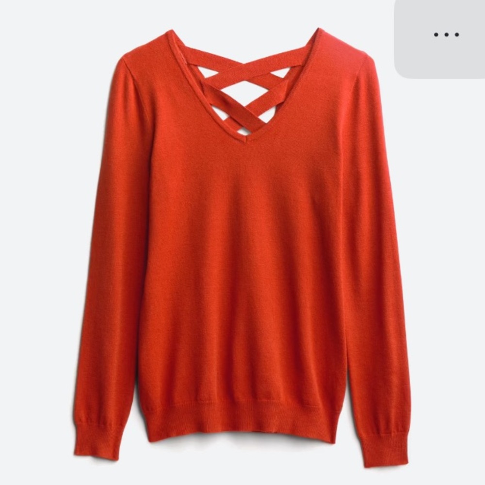Elegant V-Neck Crisscross Sweater -Firey Red